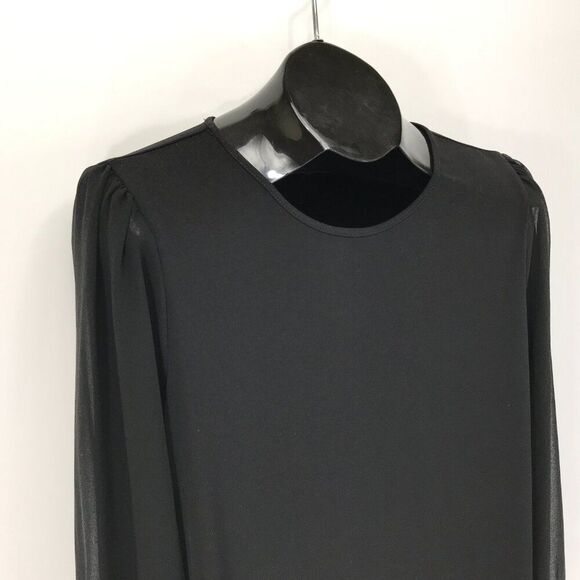 Calvin Klein Sheer Sleeve Blouse Women's Size Medium Black Stretch Career Party - Picture 5 of 12